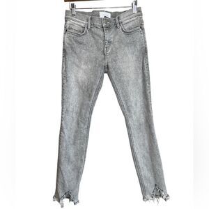 Current /Elliott light gray frayed ankle jeans size 28 rocker Emo, distressed